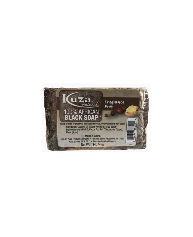Kuza 100% African Black Soap Fragrance Free, 114g
